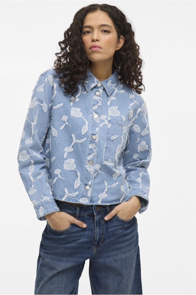 VIIANAIS L/S JACQUARD DENIM JACKET 14105498 LIGHT BLUE DENI/JACQUARD